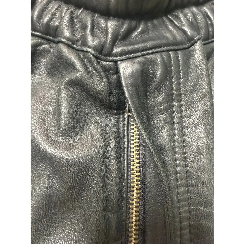 Surface to Air Black Lamb Nappa Leather Shorts Elastic Waist Men’s Size M